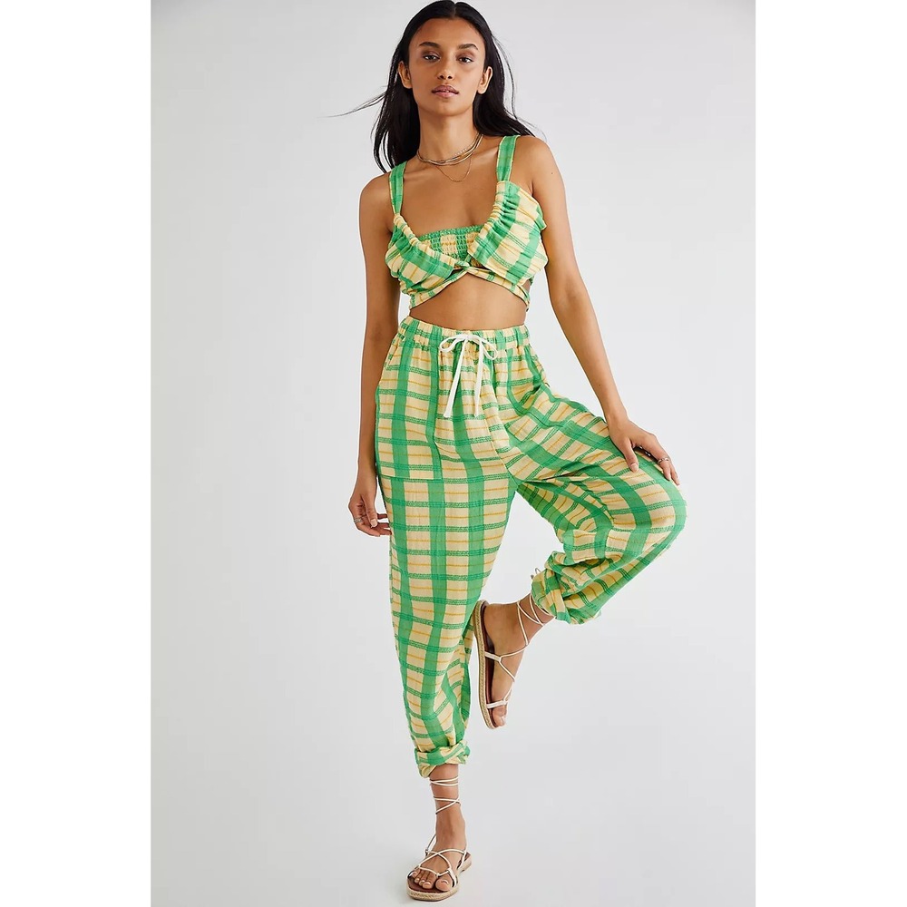 Free People High Rise Textured Woven Drawstring Pants - Sz. S
